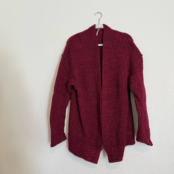 FREE PEOPLE HIGH HOPES OPEN CARDIGAN SWEATER PLUM BLOSSOM COMBO - Picture 4 of 9